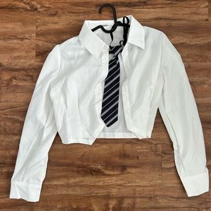 School Girl white top with cute tie